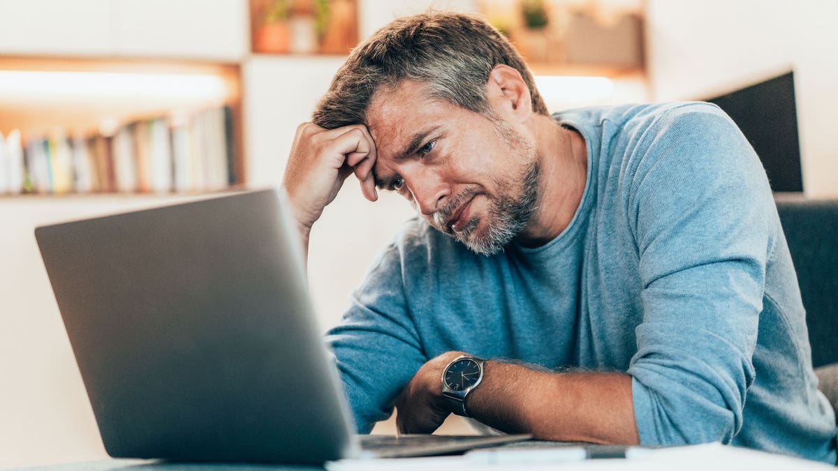 Frustrated man on the computer